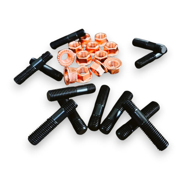 Manifold Black Studs & Egged Copper Nuts For TOYOTA 1JZ 2JZ 1JZGTE 2JZGTE SOARER SUPRA