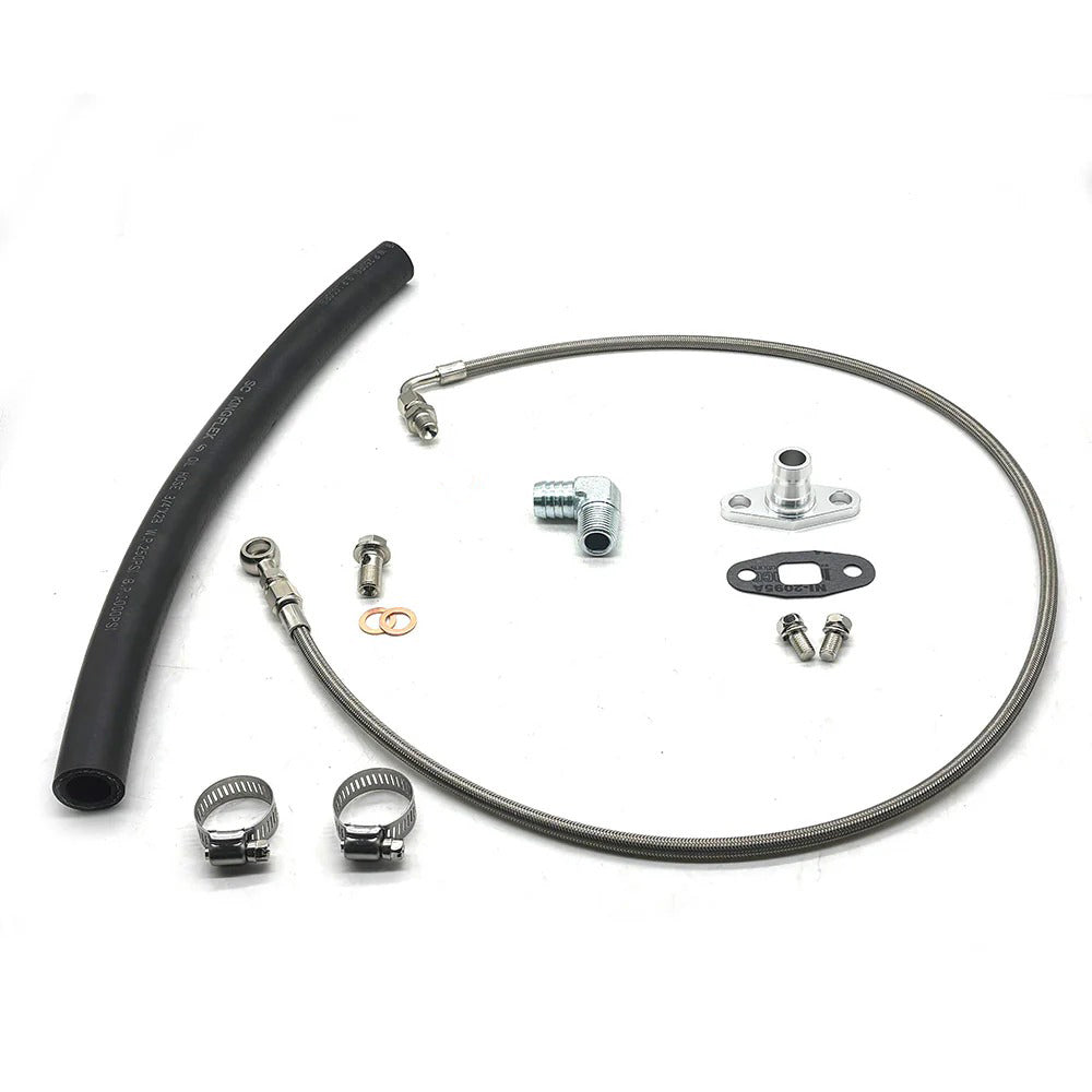 4AN Oil Feed & 3/4" Inside Diameter Soft Hose Return Line For BorgWarner S200SX-E S300SX-E
