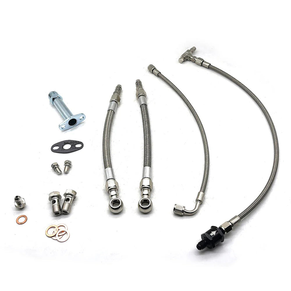 Universal Oil Water Kit with Filter for Garrett GT25 GT28 G25 G30 Ball Bearing Turbo  27.5" oil feed line