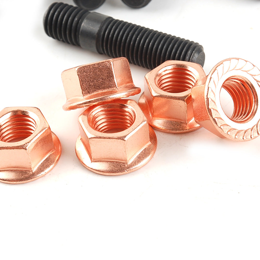 Manifold Black Studs & Egged Copper Nuts For TOYOTA 1JZ 2JZ 1JZGTE 2JZGTE SOARER SUPRA