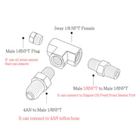 27.5" Universal Oil Feed Line For BorgWarner S300,S200, S366 S200SX-E S300SX-E with 1/8NPT 1/8"-27 T-Fitting