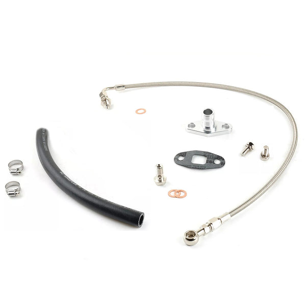 AN4 Oil Feed Line & 3/4" Drain Flange Kit For RB20DET RB25DET with Stock Nissan T3 Series Turbo