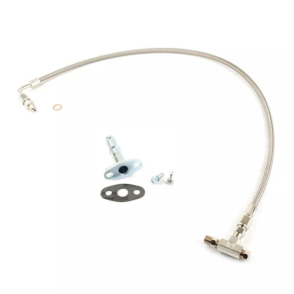 4AN Oil Feed Line & 5/8"~11/16" Drain Pipe for Toyota 5L 3.0L MHI TD04-11G oil cooled w/ 1/8NPT T-Fitting