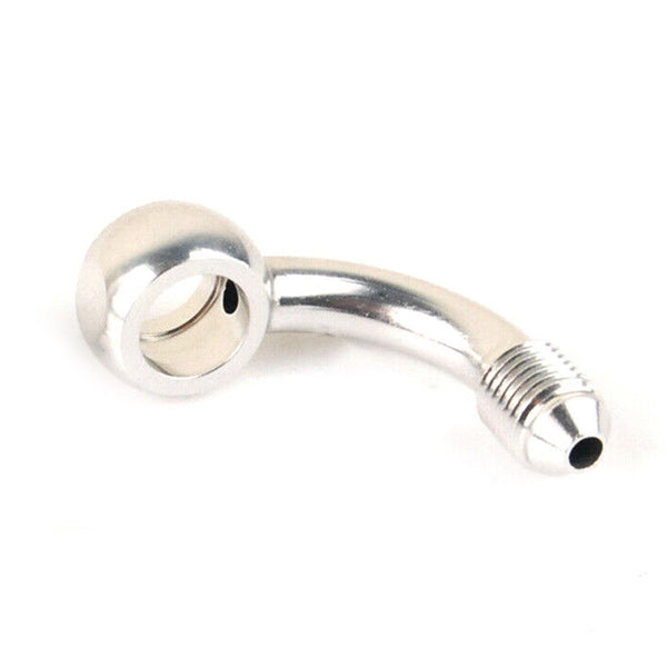 90Deg 3AN 10mm 3/8" Silver Banjo Adapter / Brake Line Fitting