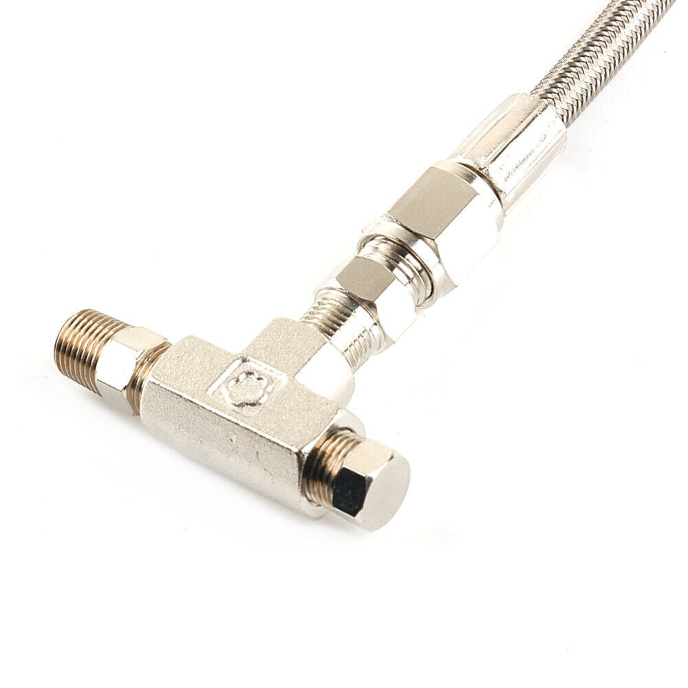 40" Oil Feed Line For 1/8"NPT Oil Feed with 1/8NPT T-Fitting for Engine