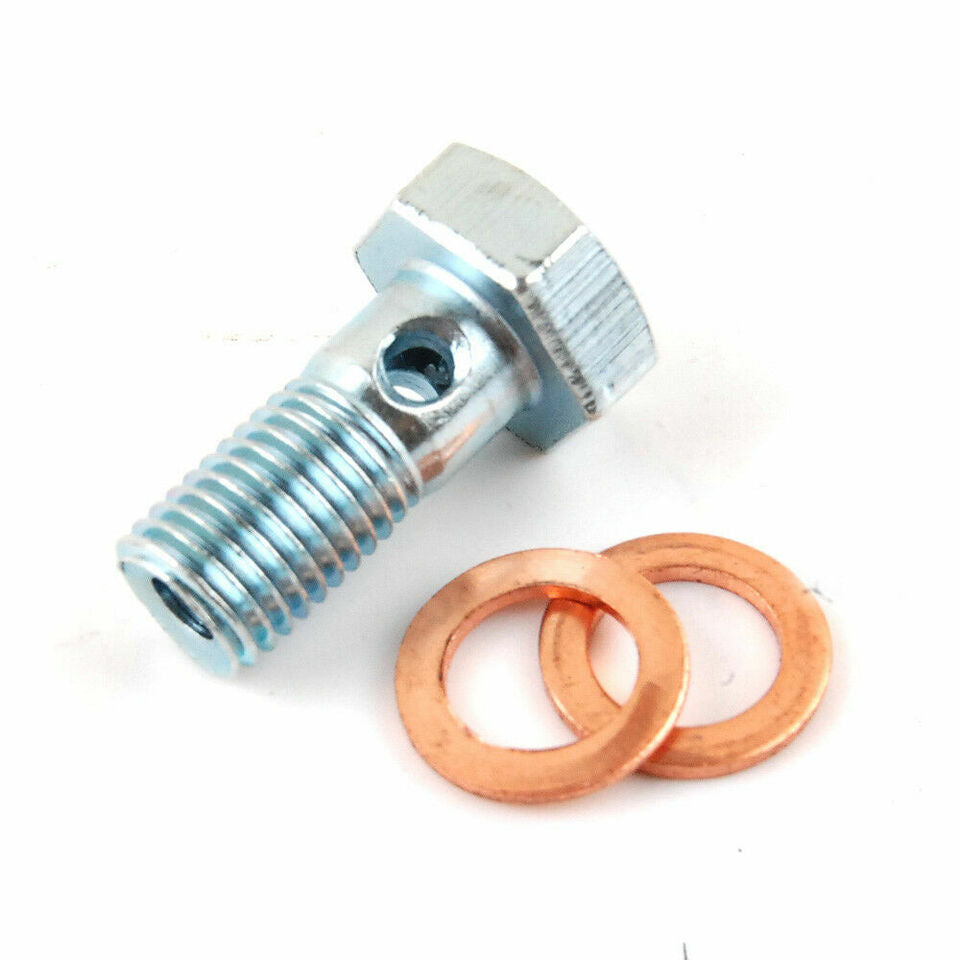 8mm M8 x 1.0mm Pitch Metric Banjo Bolt Fitting w/ Washers Brake Line Bike D239