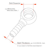 Made Of Steel Banjo Bolt with Barb Kit M14 14mm x 1.5mm pitch to 1/4"( 6.35mm) Barb