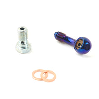 3AN To M10 x 1.0mm pitch 45 Deg  Titanium plated Banjo with Bolt Kit / Brake Fitting