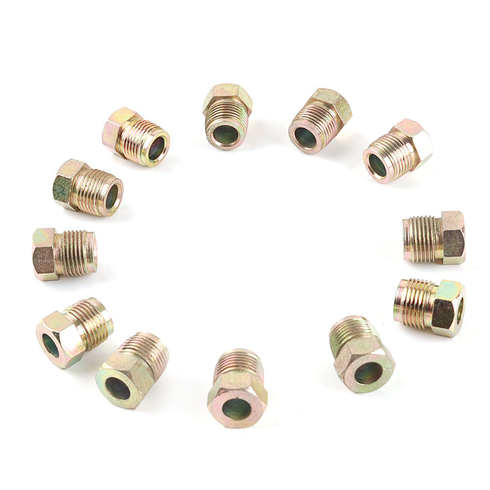 M12 x 1.0mm pitch Bubble Flare Tube Nut Fitting 6.7mm For Brake Line Tubing 12 PACK
