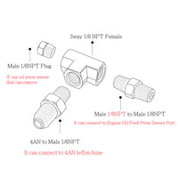 AN4 4AN Turbo Oil Feed line Kit 1/8NPT T-Fitting with 27.5" Length