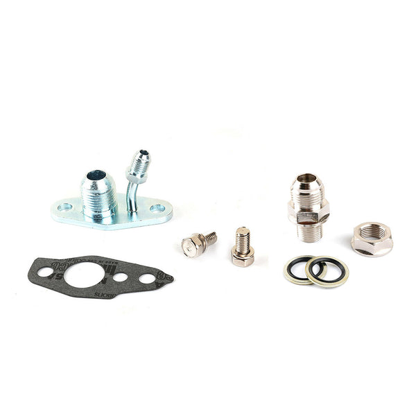 Oil Feed 4AN & Oil Drain 10AN Flange Kit to Oil Pan For CT9 CT12 CT20 CT26