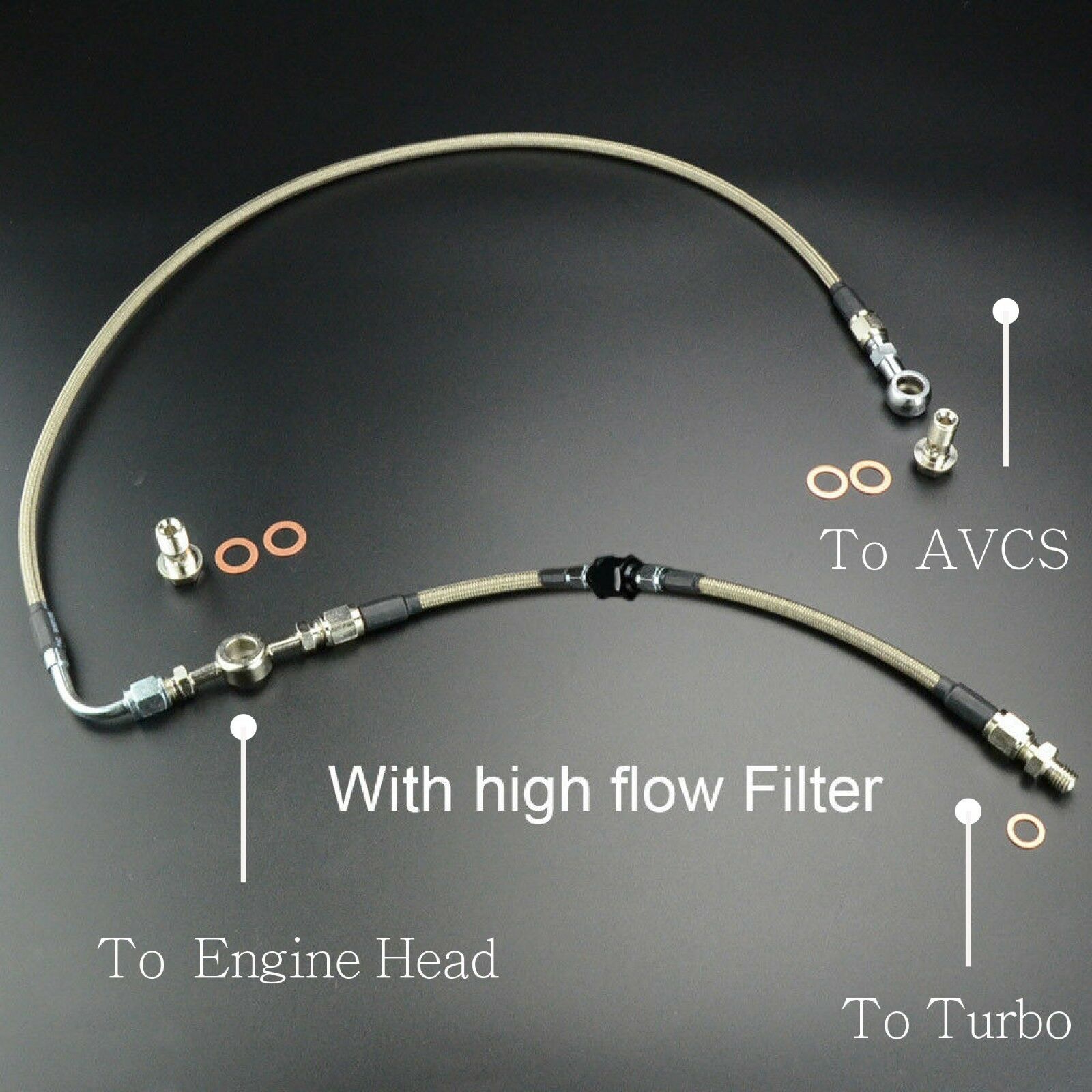 Oil Feed Line For SUBARU AVCS with IHI VF22 VF34 Ball Bearing w/ High Flow Filter