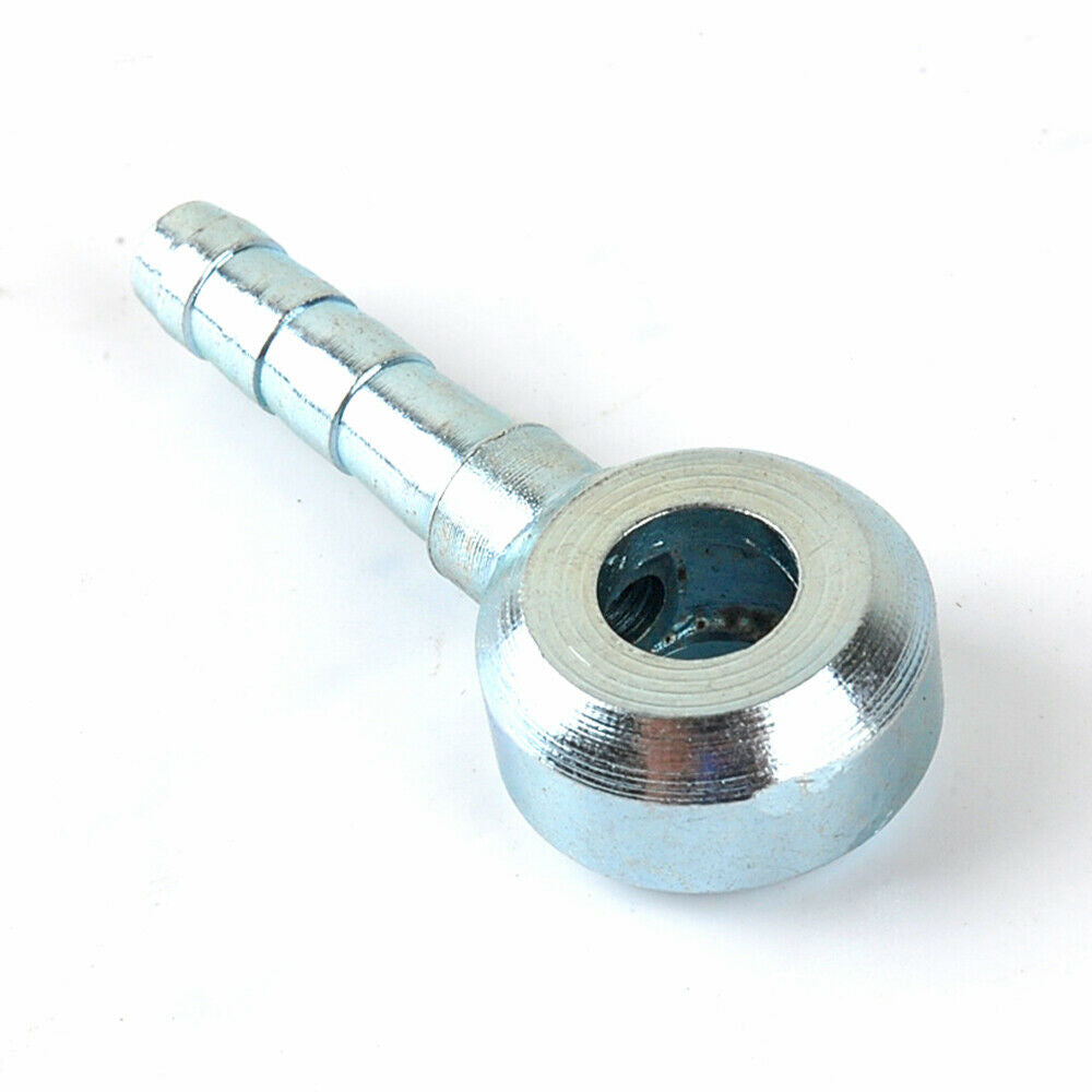 Aus Stahl gefertigt, 8 mm M8 x 1,0 mm Steigung auf 1/4" (6,35 mm) Gewindesteigung, metrischer Hohlschrauben-Schlauchbolzen mit Schlauchschellen-Set