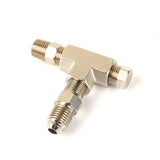 Adapter Fitting Tee / T-Fitting 3 Way 4AN to 1/8NPT Oil Feed Pressure Plug Block