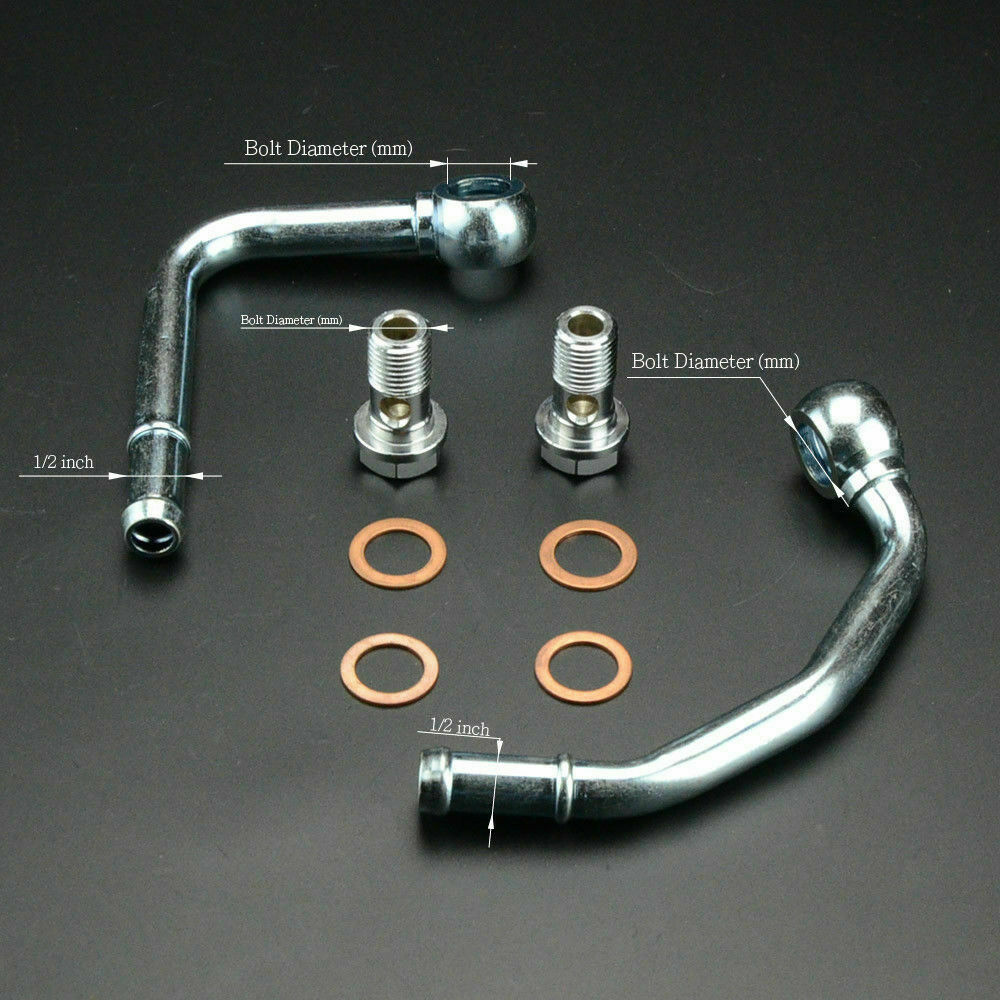 1/2" Thickness Water Feed & Return Pipe Kit with M12 x 1.25mm pitch for SUBARU Mitsubishi TD035 TD04 IHI VF22 VF23 VF24 VF28 VF29 VF30 VF34 VF35 VF37 VF39