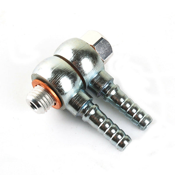 M10 x 1.25mm pitch Banjo Bolt w/ 1/4" Barbs Silver For Metric Motorbike Double Line