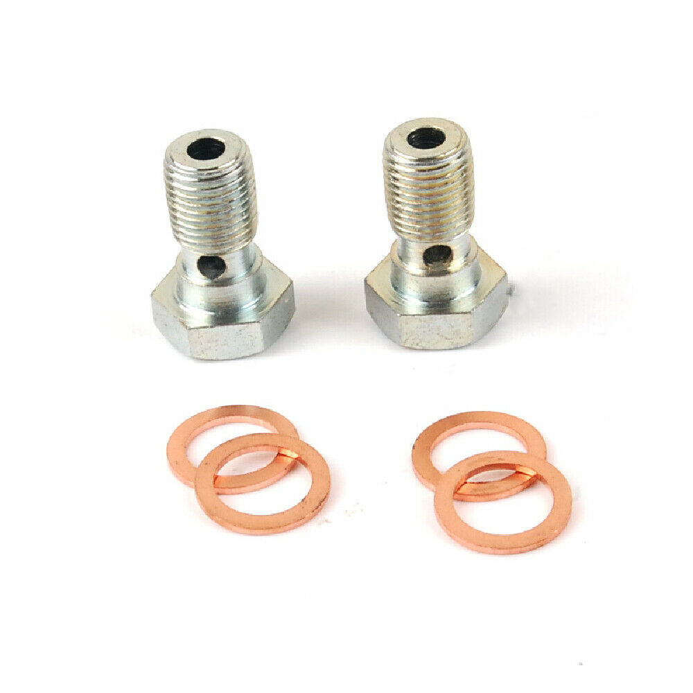 Steel 10mm M10 x P1.0mm Pitch Metric Brake Banjo Bolt Fitting Adapter Set w/ Washers
