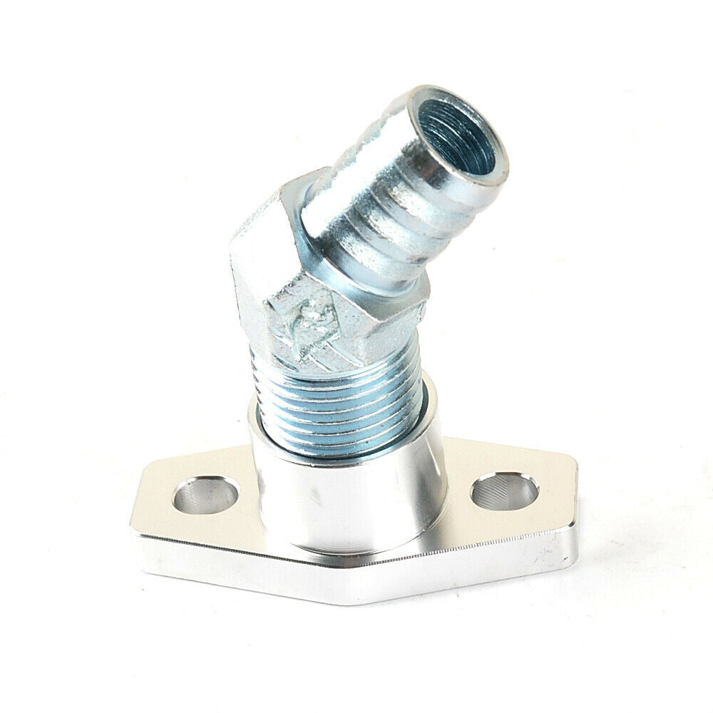 Aluminum Turbo Oil Return Flange For TD04 TD05 TD06 w/IHI RHF4 RHB4 45DEG 5/8" Barb