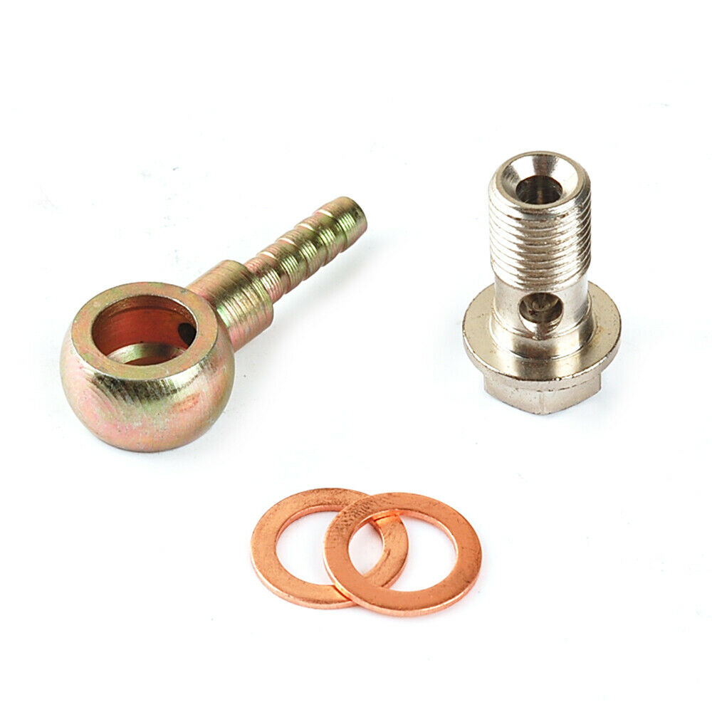 Hohlschraubensatz M12 12 mm x 1,25 mm Steigung auf 1/4" (6,35 mm) Widerhaken, gelb verzinkt