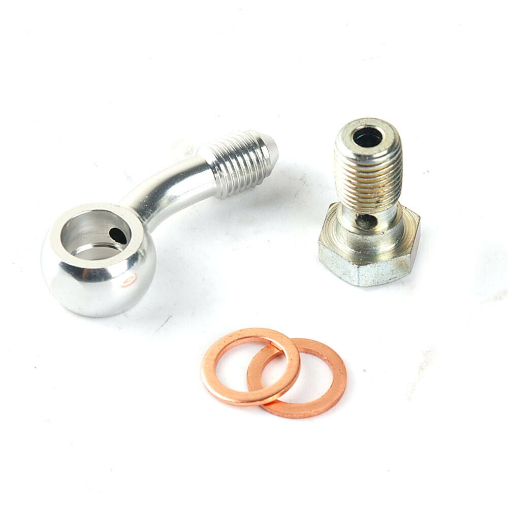 3AN AN-3 To M10 x 1.0mm pitch with 45Deg Side Bent Banjo Bolt Kit / Brake Clutch Line Fitting