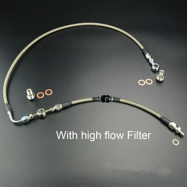 4AN Oil Feed Line For SUBARU AVCS w/IHI VF36 VF42 Ball Bearing w/ High Flow Filter