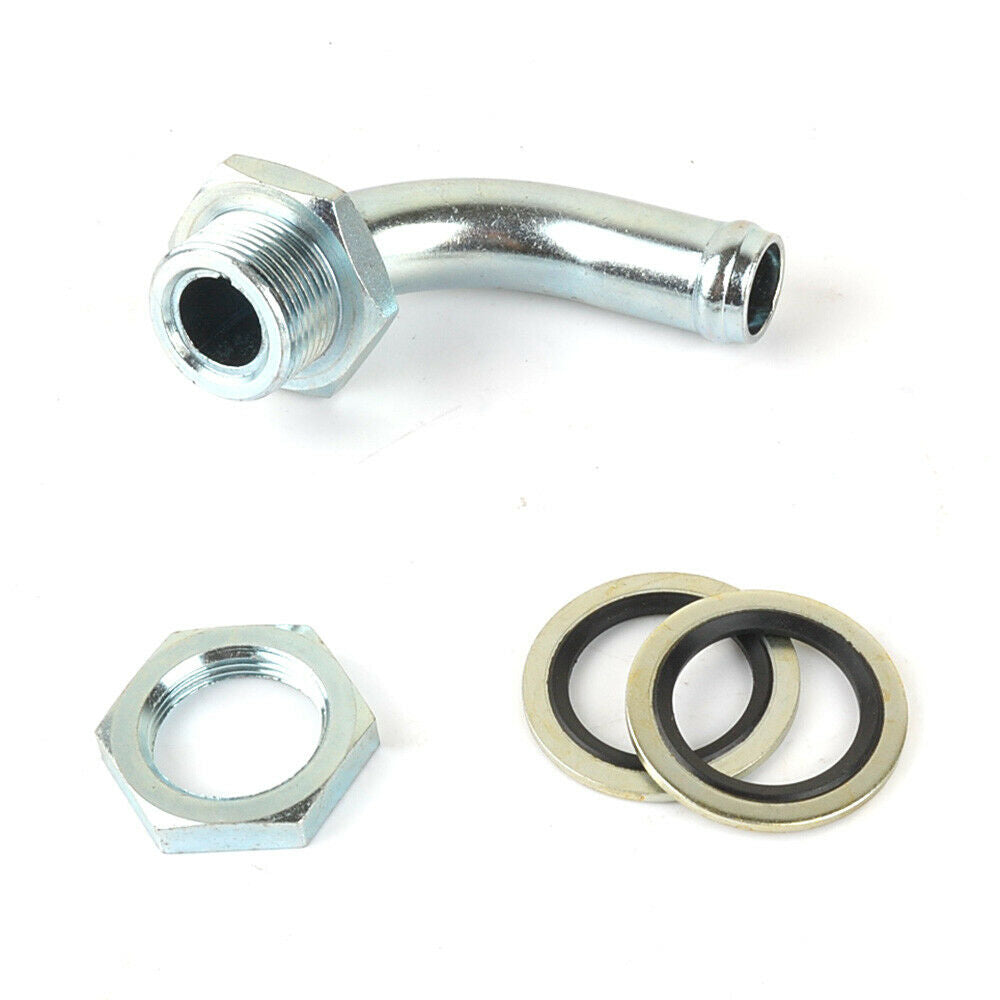 90°-Turbo-Ölwanne / Ölsumpf-Rücklauf-Ablassschraubenadapter, Gewindeanschluss 5/8" 16 mm