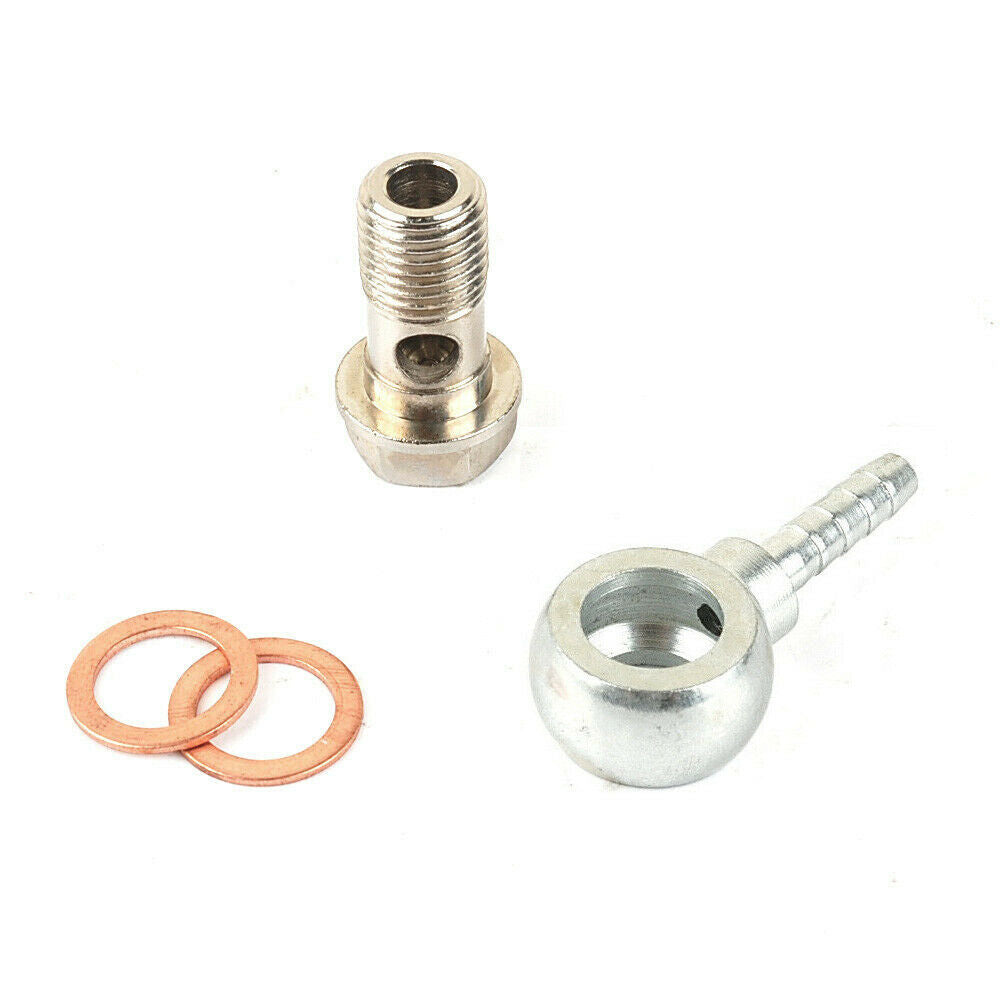 Hohlschraube aus Stahl mit Widerhaken-Set M14 14 mm x 1,5 mm Steigung auf 1/4" (6,35 mm) Widerhaken