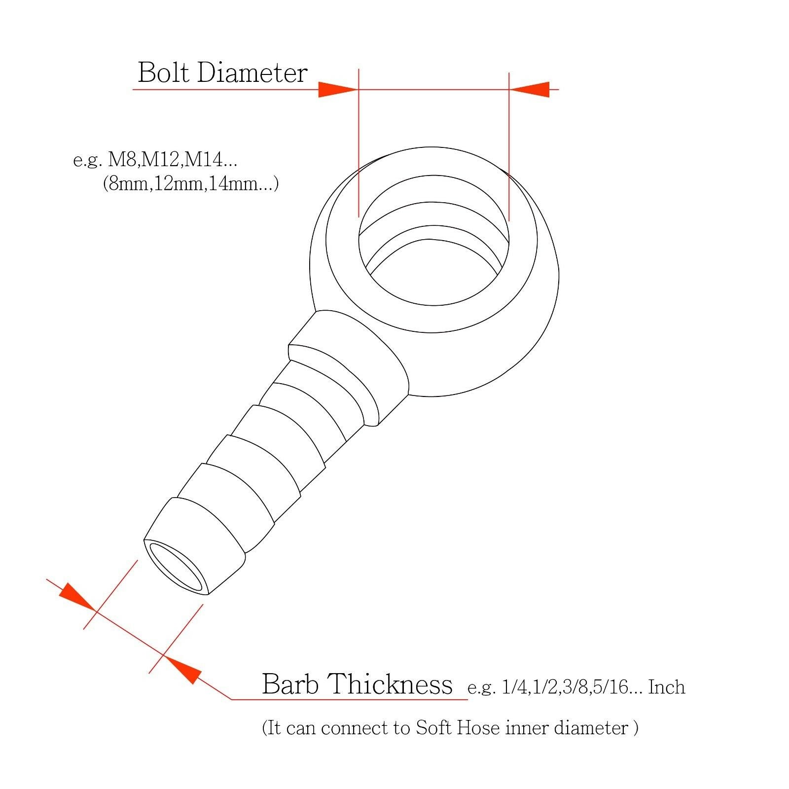 Wasseranschlussbolzen-Set M12 x P1,25 mm Steigung auf 3/8" (9,5 mm) Schlauchtülle für MHI TF035 TD04 IHI VF-Serie
