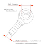 Banjo Bolt Kit M12 12mm x 1.25mm pitch to 1/4" (6.35mm) Barb yellow Zinc plated