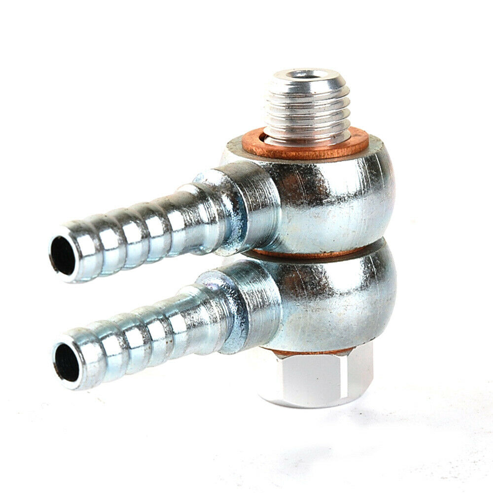 M10 x 1,25 mm Hohlschraube mit 1/4" Widerhaken, silber, für metrische Motorräder, Doppelleitung