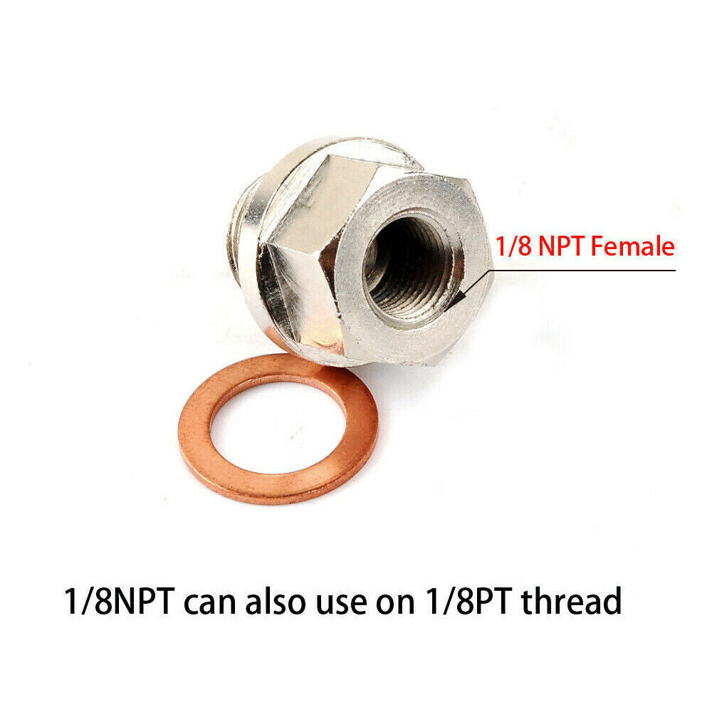 Sensor Adapter M12x1.5 12mm x 1.5mm pitch to 1/8NPT 1/8"-27 6.47mm replaces Auto Meter 2277
