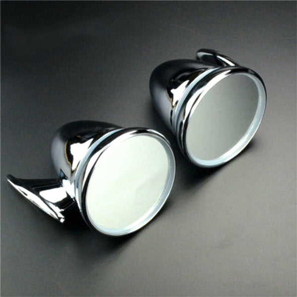 Universal 4 Inch Sports Car GT Chrome Copper Bullet Type A Pair Of Rearview Mirrors